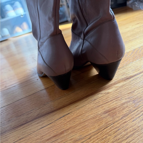 Vintage Blush Pink Leather Boots Western Inspired - Picture 7 of 7